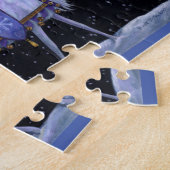 Cat Blue Carriage Winter Snowy Owl White Deh Niedl Puzzle (Seite)