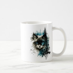Cat Blue Eyes Cat Motif Art Forest Animal Cat Kaffeetasse