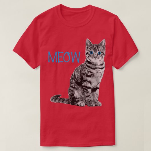 Cat Blue Mit Augen Grau Meow Lieben Katzen T-Shirt (Design vorne)