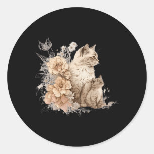 Cat Blume Cat Motif für alle, die Cat Runder Aufkleber