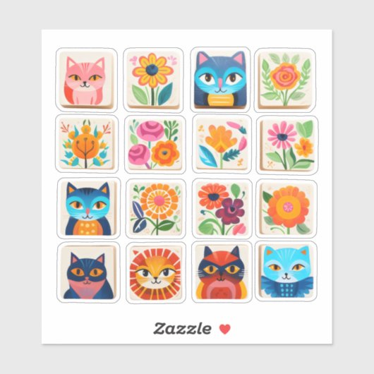 Cat Blume Cat Rose Aufkleber (Blatt)