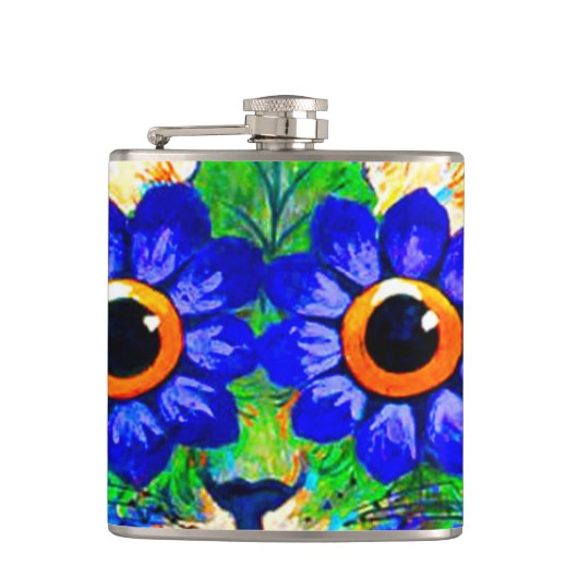 Cat Blume Eyes Flachmann (Vorderseite)