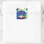 Cat Blume Eyes Quadratischer Aufkleber (Tasche)