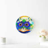 Cat Blume Eyes Runde Wanduhr (Zuhause)