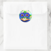 Cat Blume Eyes Runder Aufkleber (Tasche)