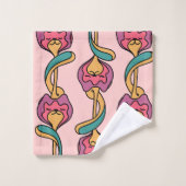 Cat Blume Groovpattern, niedlich und lustig Kätzch Badhandtuch Set (Waschlappen)