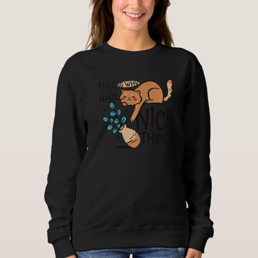 Cat Blume Vase Sweatshirt (Vorderseite)