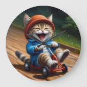 cat boardskating große wanduhr (Vorderseite)