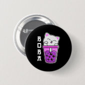 Cat Boba Anime Bubble Tea Neko Girls Kawaii Girls Button (Vorne & Hinten)