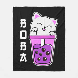 Cat Boba Anime Bubble Tea Neko Girls Kawaii Girls  Fleecedecke