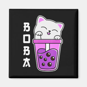 Cat Boba Anime Bubble Tea Neko Girls Kawaii Girls Magnet
