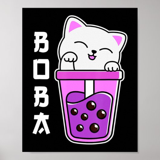 Cat Boba Anime Bubble Tea Neko Girls Kawaii Girls Poster (Vorne)