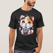 Cat Boba Japanese Kawaii Anime Kitty Bubble Tea Ne T-Shirt (Vorderseite)