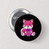 Cat Boba Niedlich Bubble Tee Anime Neko Kawaii für Button (Vorne & Hinten)