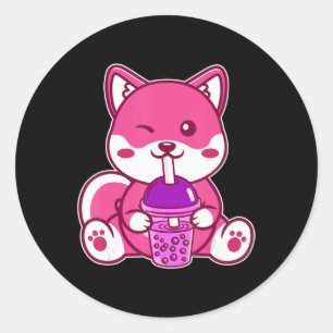 Cat Boba Niedlich Bubble Tee Anime Neko Kawaii für Runder Aufkleber