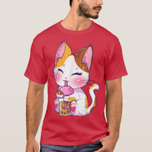 Cat Boba Tea Anime Kawaii Neko Bubble Teen Gir T-Shirt