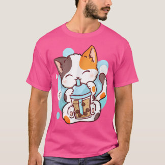Cat Boba Tea Bubble Tea Anime Kawaii Neko589 T-Shirt