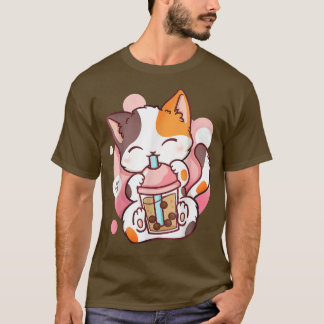 Cat Boba Tea Bubble Tea Anime Kawaii Neko591 T-Shirt