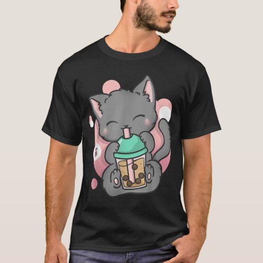 Cat Boba Tea Bubble Tea Anime Kawaii Neko_10 T-Shirt (Vorderseite)
