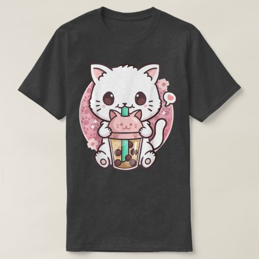 Cat Boba Tea Bubble Tea Anime Kawaii Neko Gift Gir T-Shirt (Design vorne)