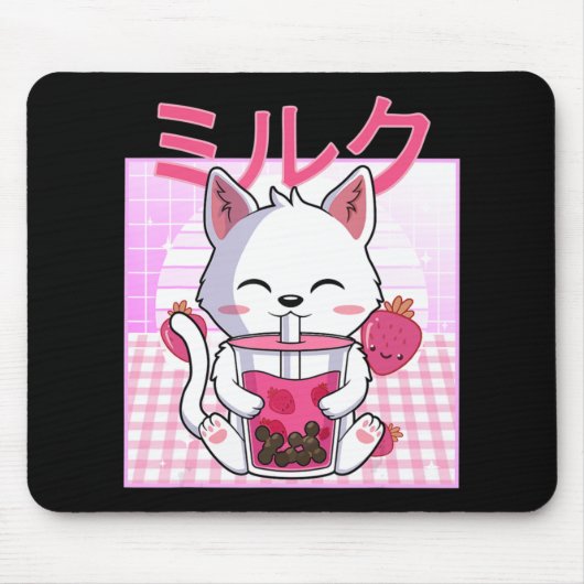Cat Boba Tea Bubble Tea Anime Kawaii Neko Gift Kid Mousepad (Vorne)