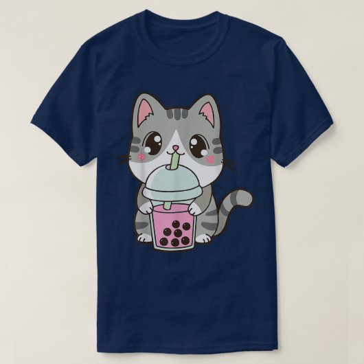 Cat Boba Tea Bubble Tea Anime Kawaii Neko Japanese T-Shirt (Design vorne)