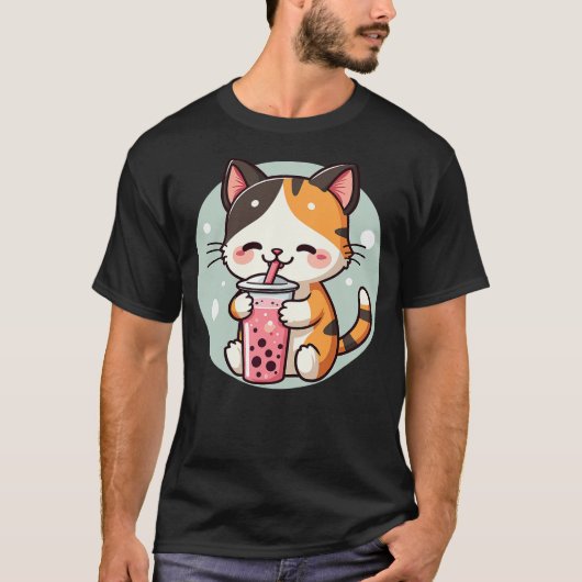 Cat Boba Tea Bubble Tea Anime Kawaii Neko Kids Tee (Vorderseite)