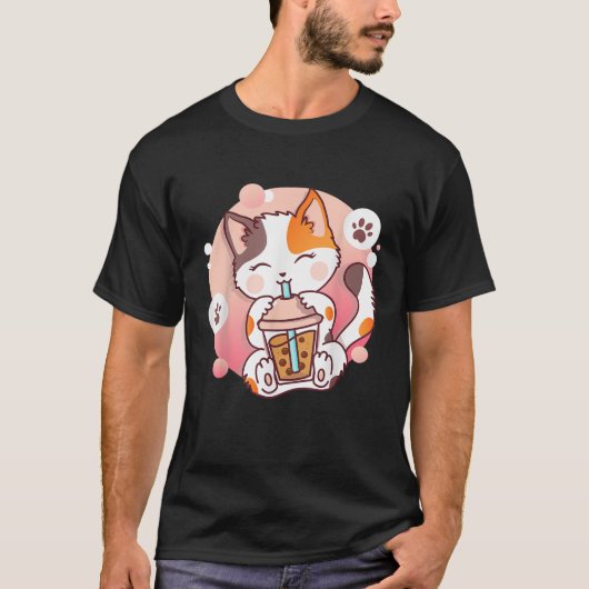 Cat Boba Tea Bubble Tea Anime Kawaii Neko Men Wome T-Shirt (Vorderseite)