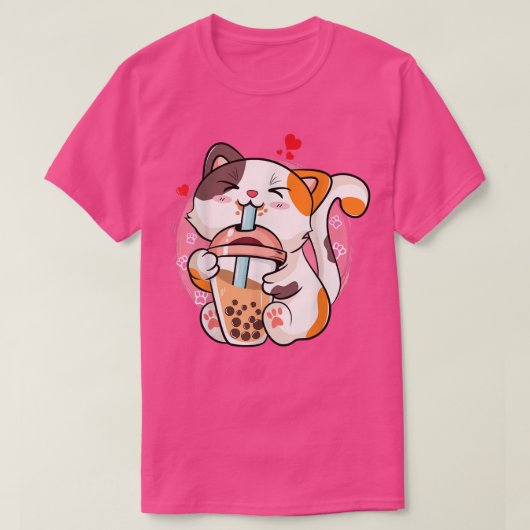 Cat Boba Tea Bubble Tea Anime Kawaii Neko Teen Gir T-Shirt (Design vorne)