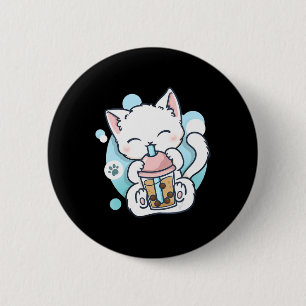 Cat Boba Tea Bubble Tea Kawaii Anime Japanischer N Button