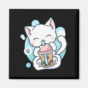 Cat Boba Tea Bubble Tea Kawaii Anime Japanischer N Magnet