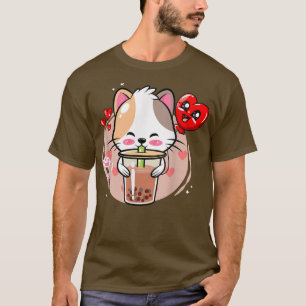 Cat Boba Tea Bubble Tea Kawaii Anime Japanischer N T-Shirt