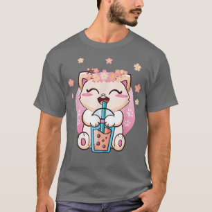 Cat Boba Tea Bubble Tea Kawaii Anime Japanischer N T-Shirt