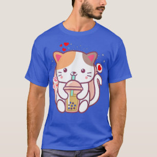 Cat Boba Tea Bubble Tea Kawaii Anime Japanischer N T-Shirt