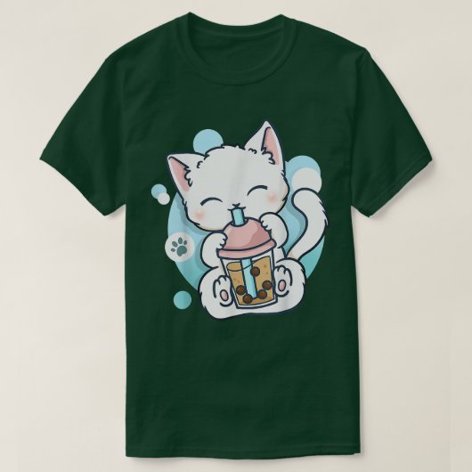 Cat Boba Tea Bubble Tea Kawaii Anime Japanischer N T-Shirt (Design vorne)