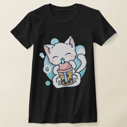 Cat Boba Tea Bubble Tea Kawaii Anime Japanischer N T-Shirt (Ablage )