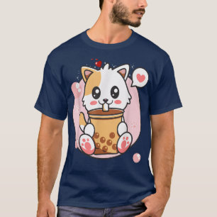 Cat Boba Tea Bubble Tea Kawaii Anime Japanisches M T-Shirt