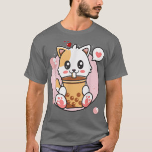 Cat Boba Tea Bubble Tea Kawaii Anime Japanisches M T-Shirt