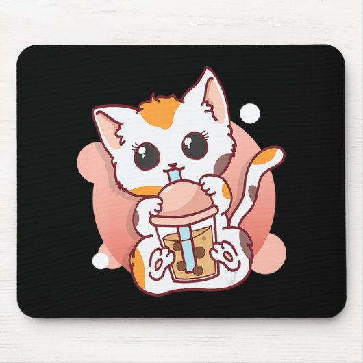 Cat Boba Tea Bubble Tea Kawaii Anime Neko für Mädc Mousepad (Vorne)