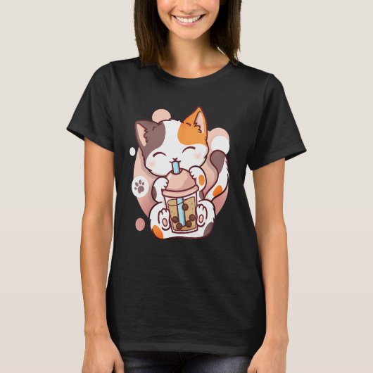 Cat Boba Tea Bubble Tea Neko T-Shirt (Vorderseite)