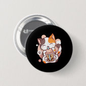 Cat Boba Tea Bubble Tee Anime Kawaii Neko Button (Vorne & Hinten)