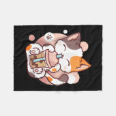 Cat Boba Tea Bubble Tee Anime Kawaii Neko Fleecedecke (Vorderseite (Horizontal))