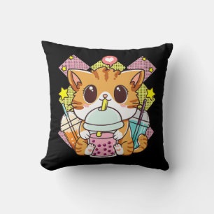 Cat Boba Tea Bubble Tee Anime Kawaii Neko für Mädc Kissen