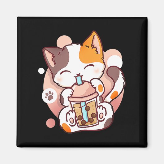 Cat Boba Tea Bubble Tee Anime Kawaii Neko für Mädc Magnet (Vorne)