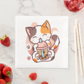 Cat Boba Tea Bubble Tee Anime Kawaii Neko für Mädc Serviette (Beispiel)