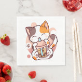 Cat Boba Tea Bubble Tee Anime Kawaii Neko für Mädc Serviette (Beispiel)