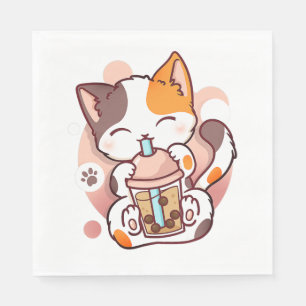 Cat Boba Tea Bubble Tee Anime Kawaii Neko für Mädc Serviette