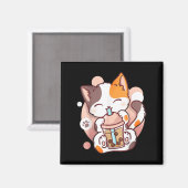 Cat Boba Tea Bubble Tee Anime Kawaii Neko Magnet (Vorderseite/Rückseite)