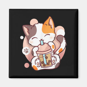 Cat Boba Tea Bubble Tee Anime Kawaii Neko Magnet