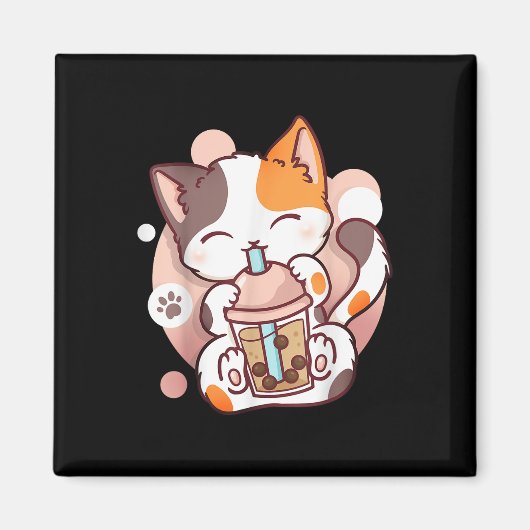 Cat Boba Tea Bubble Tee Anime Kawaii Neko Magnet (Vorne)